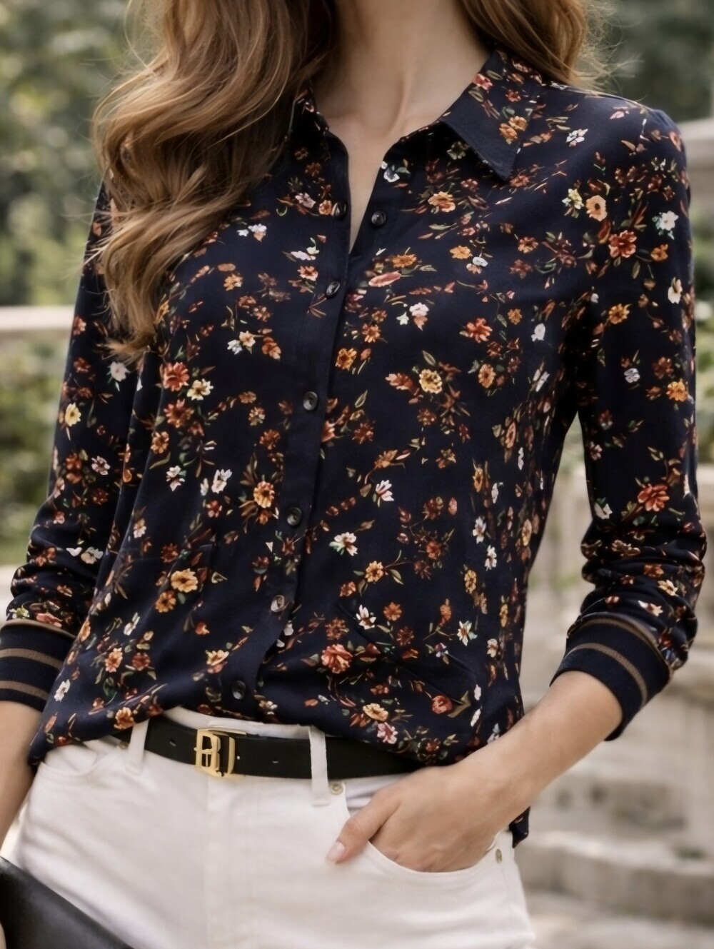 Yest Netherlands Floral Button-Down Blouse | Size US 6 | Lightweight Viscose